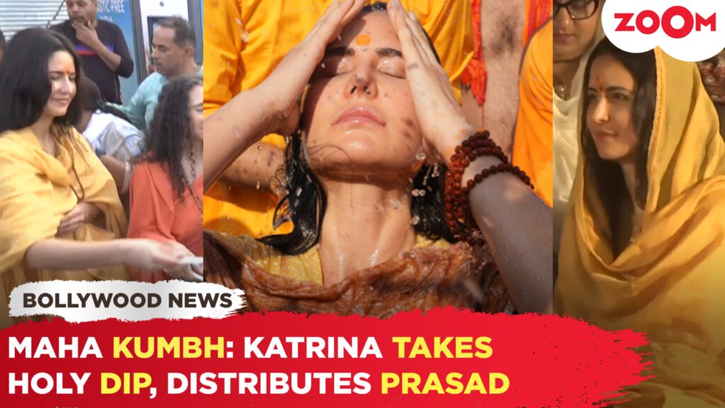 Katrina Kaif shows her spiritual side, distributes prasad, takes holy dip at Sangam, performs aarti at Maha Kumbh