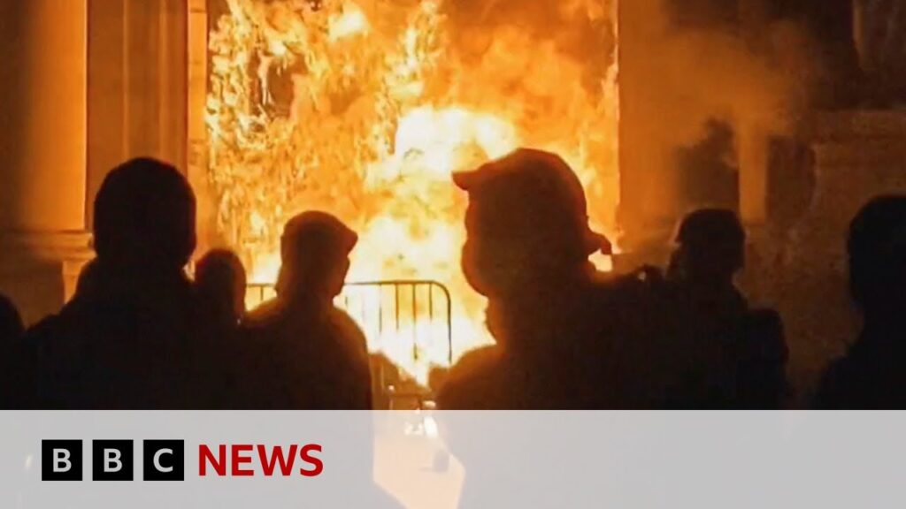 Bordeaux town hall set on fire as France pension protests continue – BBC News