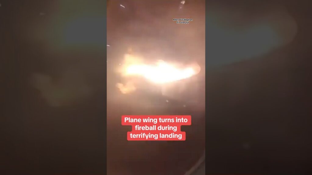 Plane wing turns into fireball during terrifying landing in Canada #shorts