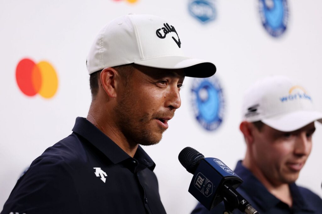 Xander Schauffele spotted at TGL alongside celebrities after being booed off the pitch