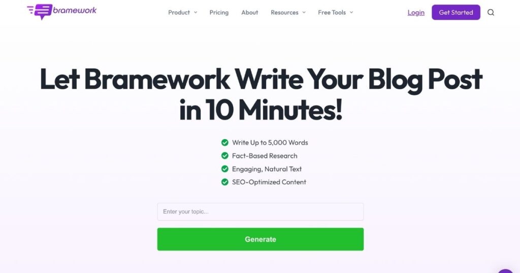 Bramework: AI blog writing tool