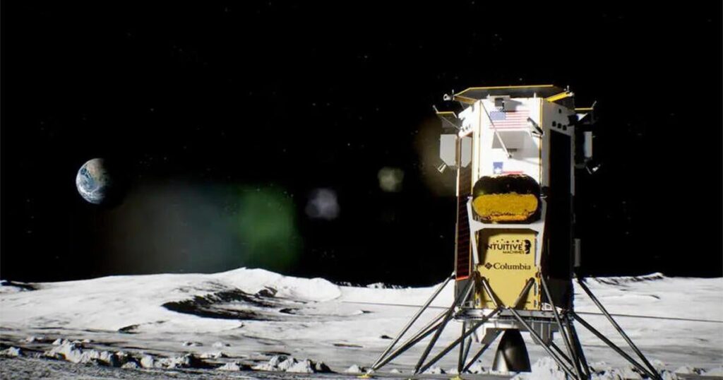 Commercial lunar lander Athena heading to the moon with a drill, rover and rocket-powered “hopper” to search for ice