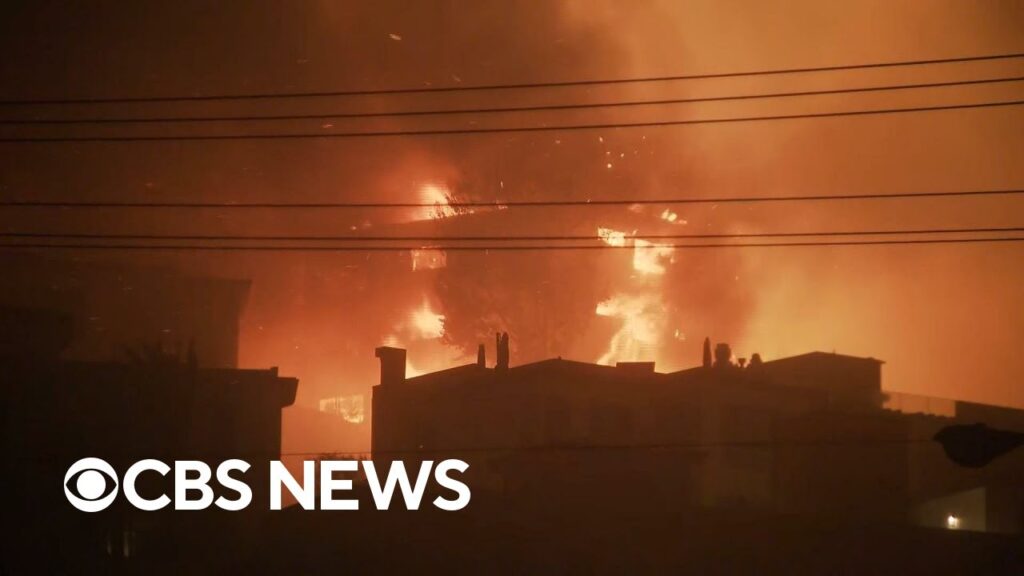 Wildfires rage in California, Los Angeles firefighters battle growing winds, more | CBS News 24/7