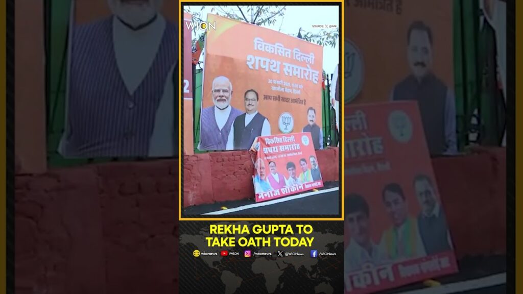 Delhi: Visuals From Outside Ramlila Maidan Where CM Designate Rekha Gupta Will Take Oath Today.