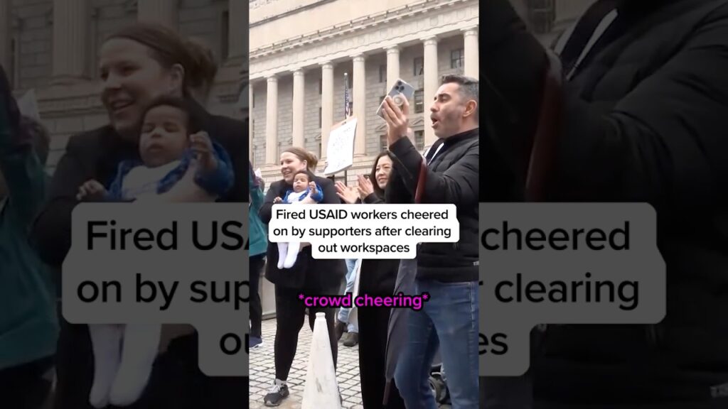 Fired USAID workers cheered on by supporters after cleaning out workspaces