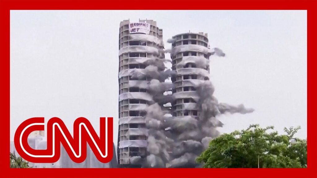 Watch rare implosion of twin high-rise towers in India