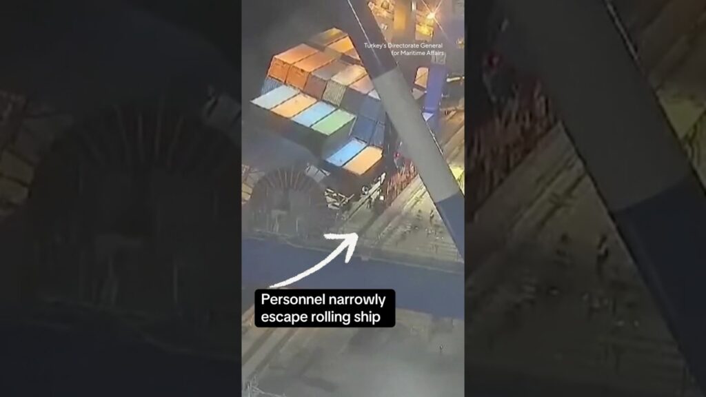 Personnel narrowly escape rolling ship #shorts