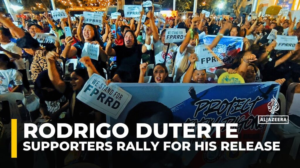 Duterte’s supporters rally in Davao after ICC custody, demanding his release. #dutertearrest