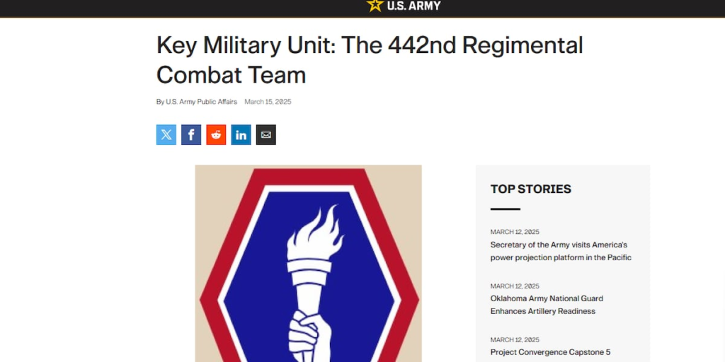 Following outcry, Army republishes web article on 442nd Regimental Combat Team