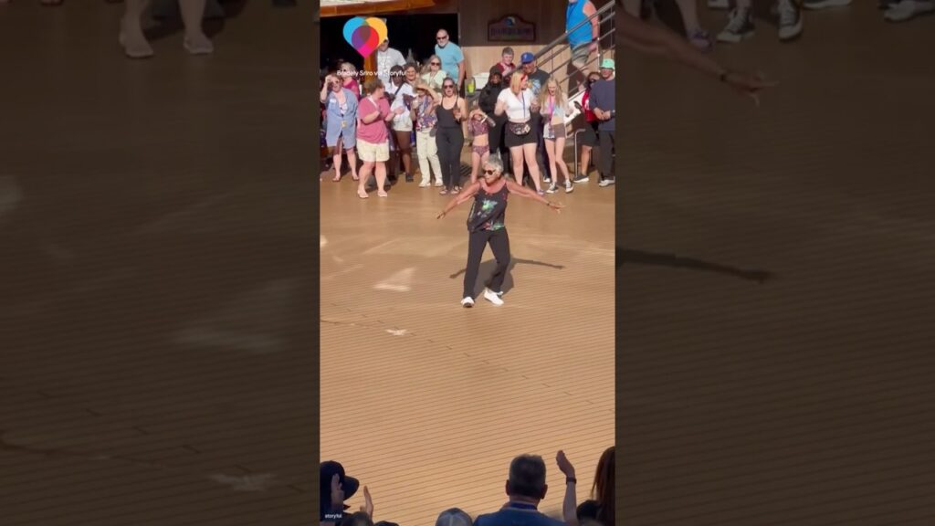 Cruise ship cheers for woman’s dance moves on deck #shorts