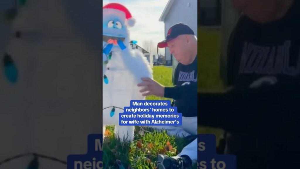 Man decorates neighbors’ homes to create holiday memories for wife with Alzheimer’s #shorts