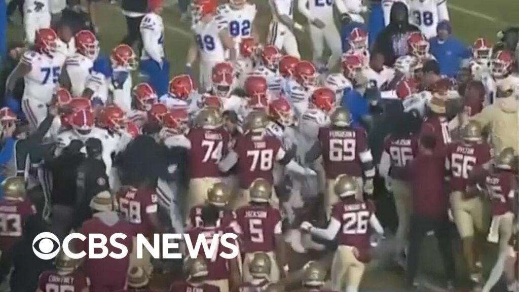 College football brawls after controversial flag moves