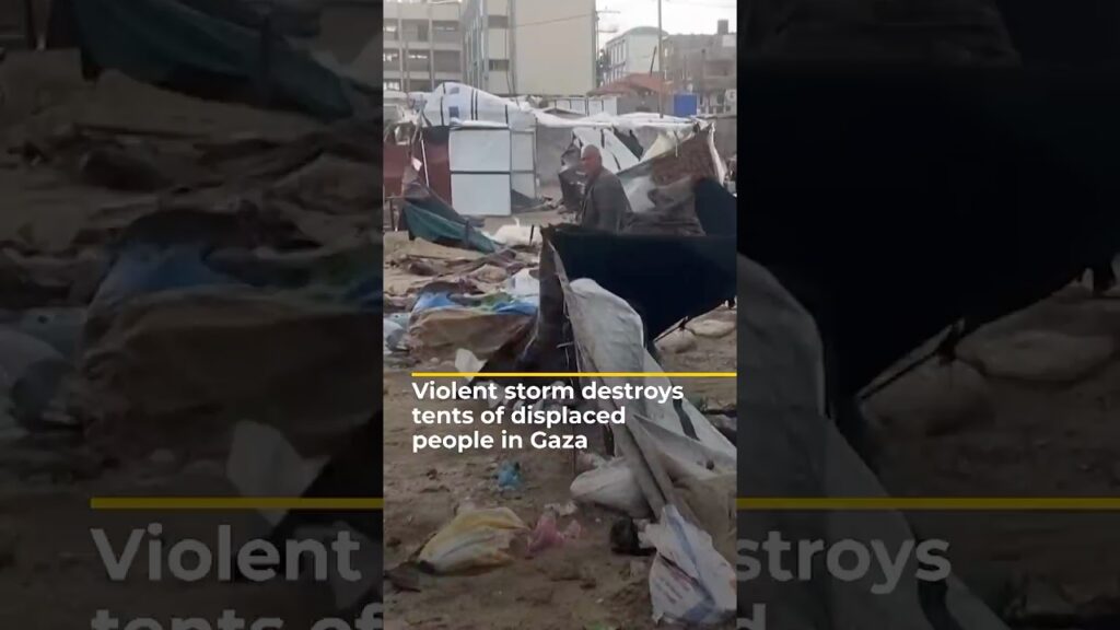 Violent storm destroys tents of displaced people in Gaza