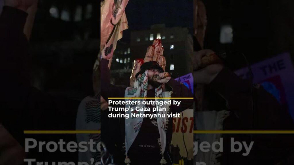 US protesters outraged by Trump’s Gaza plan during Netanyahu visit | AJ#shorts