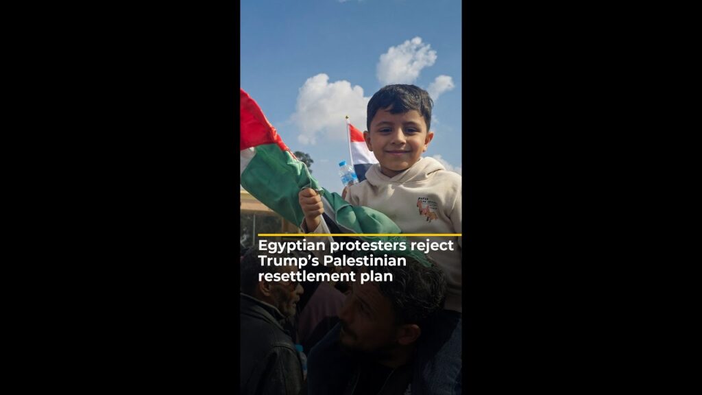 Egyptian protesters reject Trump’s Palestinian resettlement plan | AJ #shorts