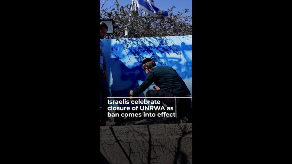 Israelis celebrate closure of UNRWA as ban comes into effect | AJ#shorts