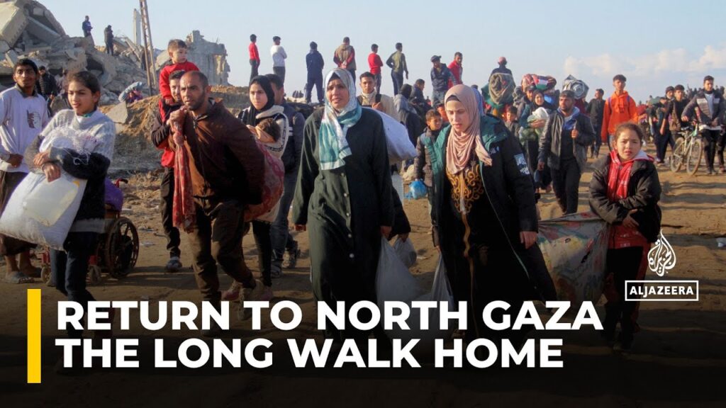 Long walk home: Palestinians march on foot to north Gaza