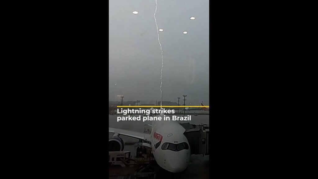 Lightning strikes parked plane in Brazil