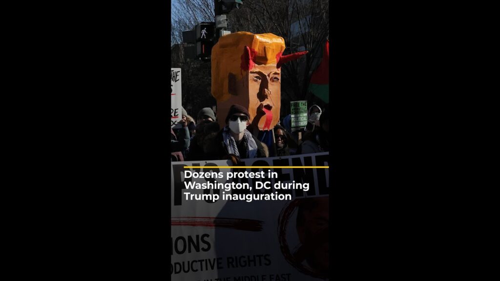 Dozens protest in Washington, DC during Trump inauguration | AJ#shorts