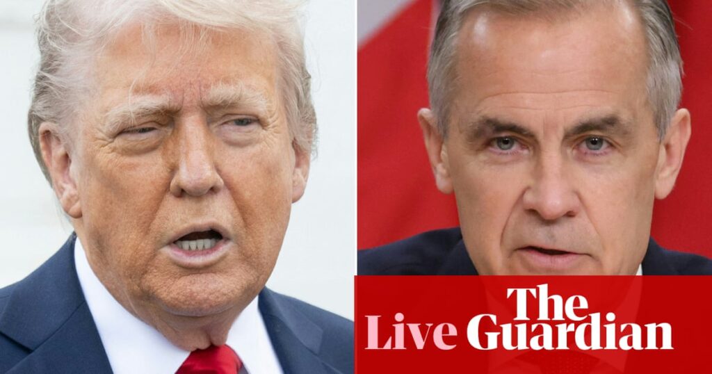Trump to host Canada’s Carney amid tariff trade war – US politics live | US news