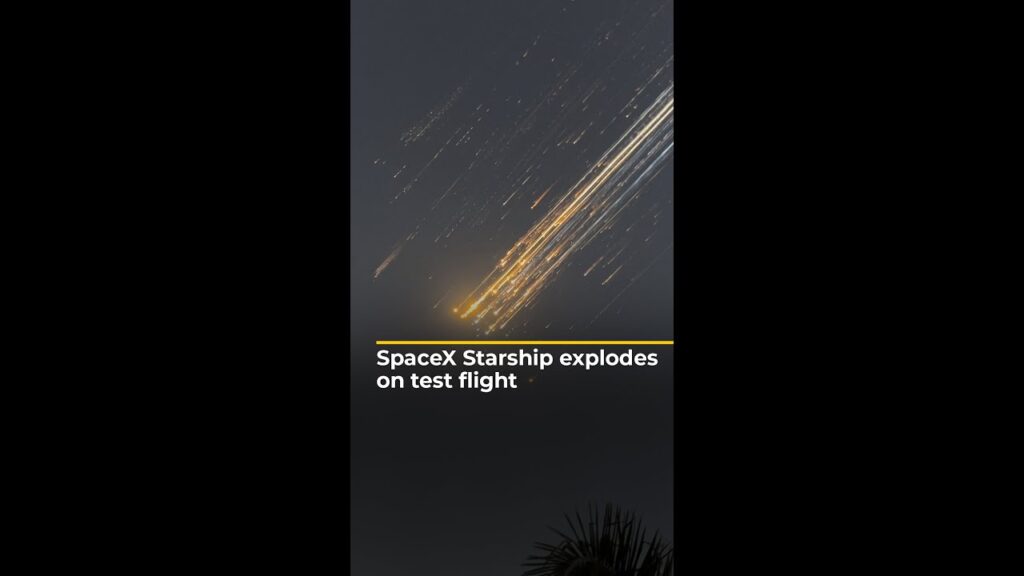 SpaceX Starship explodes, leaving a trail of fiery debris across the sky | AJ #shorts