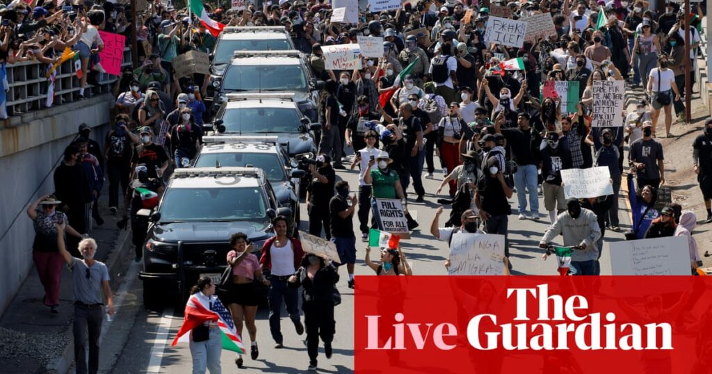 Los Angeles protests live: California governor and LA mayor urge Trump to remove national guard troops | US news
