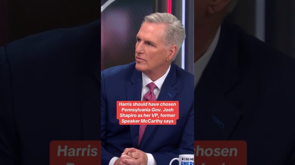 Harris should have picked Pennsylvania Gov. Shapiro as running mate, Kevin McCarthy says #shorts
