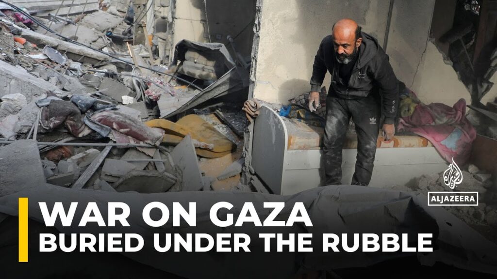 Palestinians search for their loved ones under the rubble after Gaza City attack
