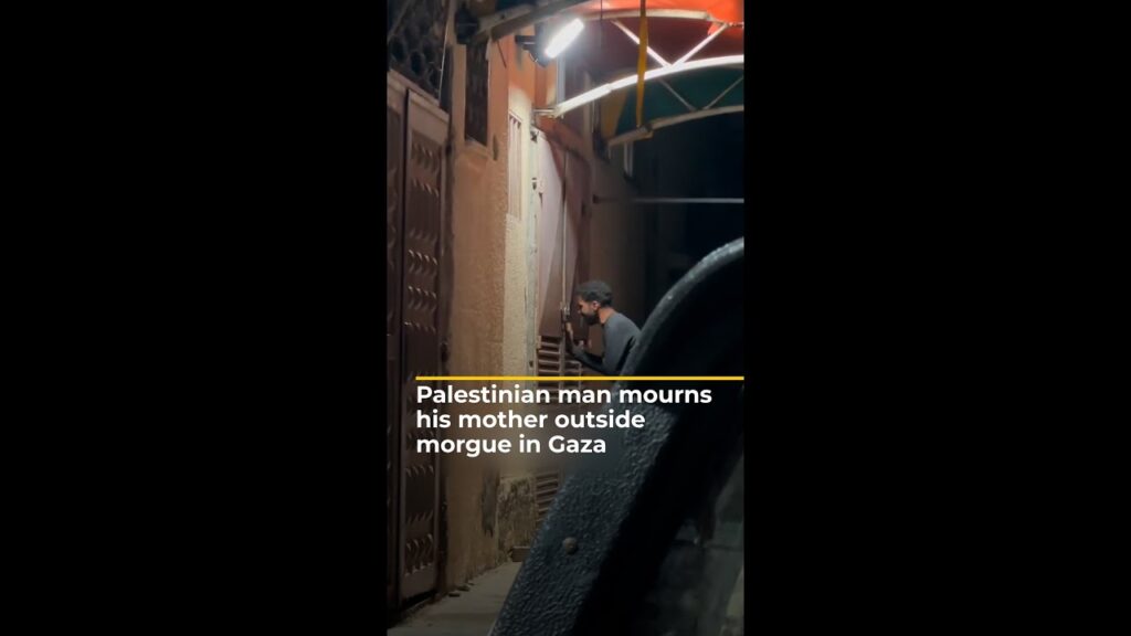 Palestinian man mourns his mother outside morgue in Gaza | AJ#shorts