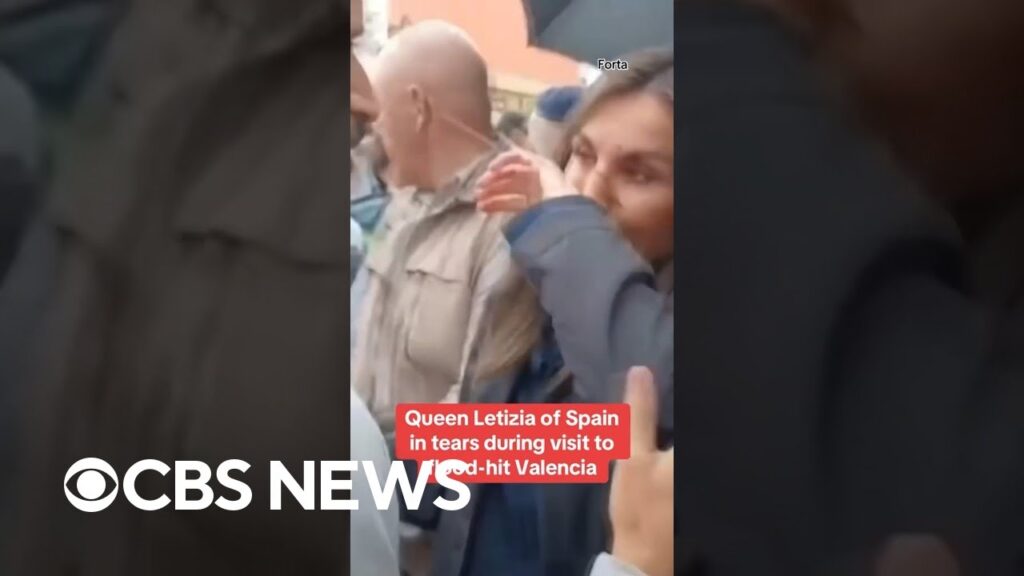 Queen Letizia of Spain in tears during visit to flood-ravaged Valencia #shorts