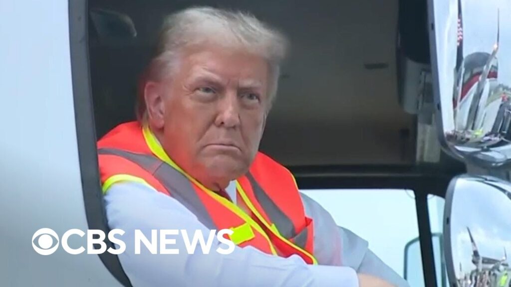 Trump uses garbage truck to needle Biden, Harris
