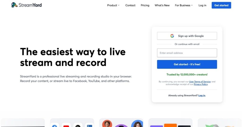 StreamYard: Live streaming & recording tool