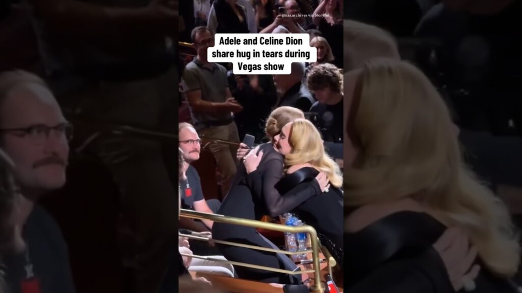 Adele and Celine Dion share hug in tears during Vegas show #shorts