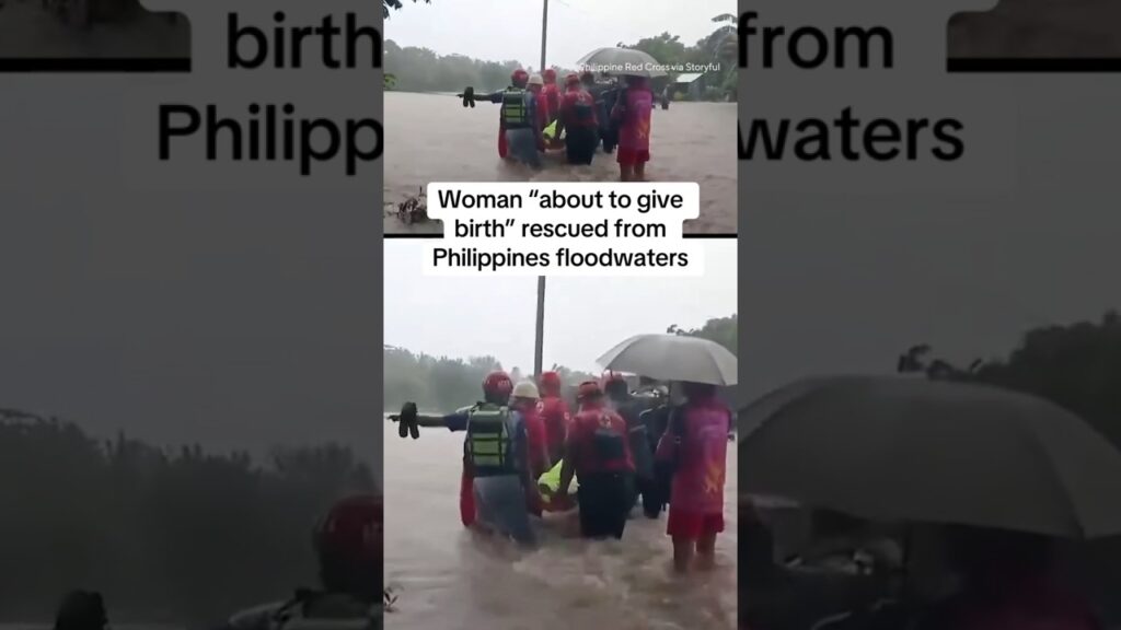 Woman “about to give birth” rescued from Philippine floodwaters #shorts