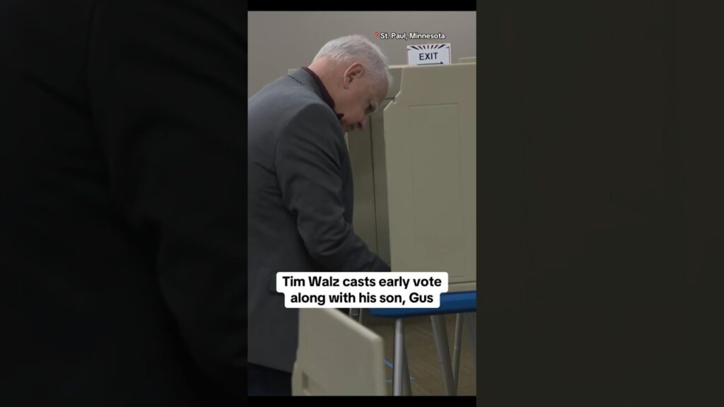 Tim Walz casts early vote along with his son, Gus #shorts