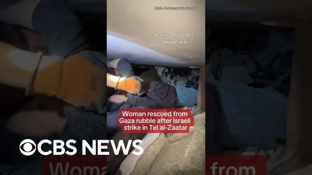 Woman rescued from collapsed building in Gaza after Israeli airstrike #shorts