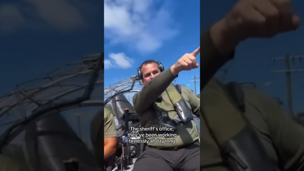 Police use swamp boats in Tampa streets flooded by Milton #shorts
