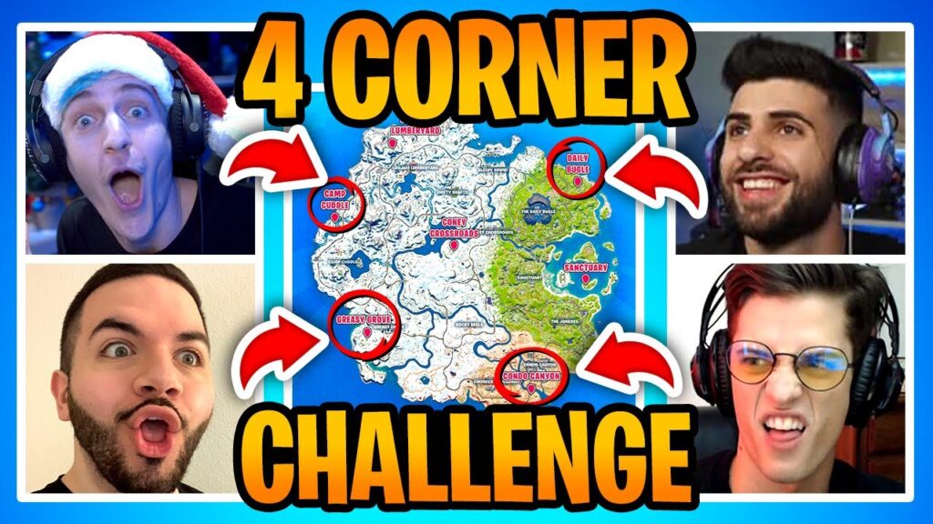 Most INSANE 4 Corner CHALLENGE!! W/ SypherPK, CourageJD & NateHill