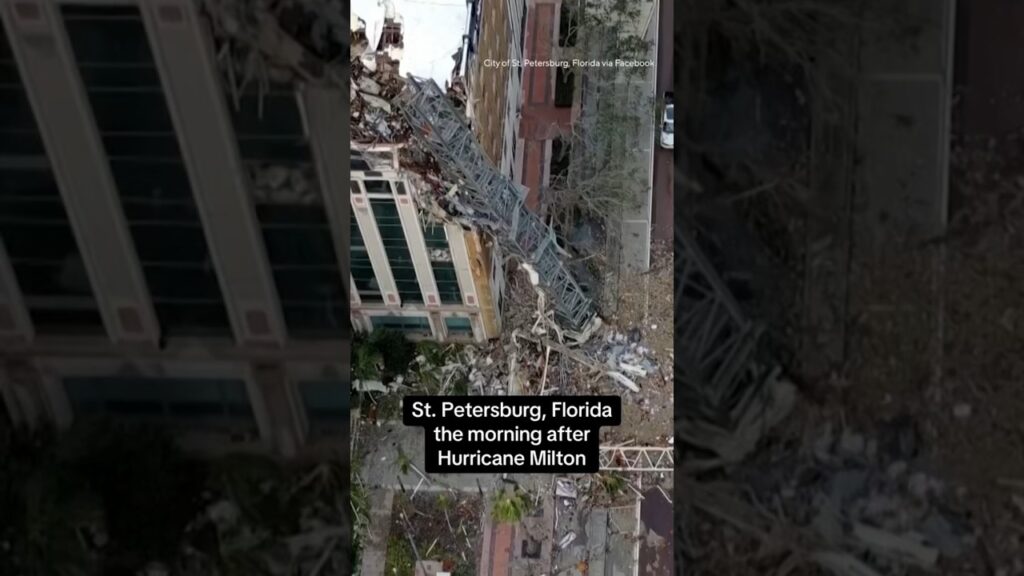 Drone shows Milton damage in St. Petersburg, Florida #shorts