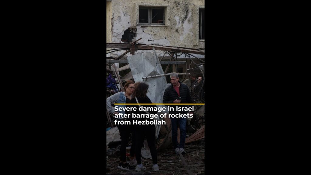 Severe damage in Israel after barrage of rockets from Hezbollah | AJ #shorts