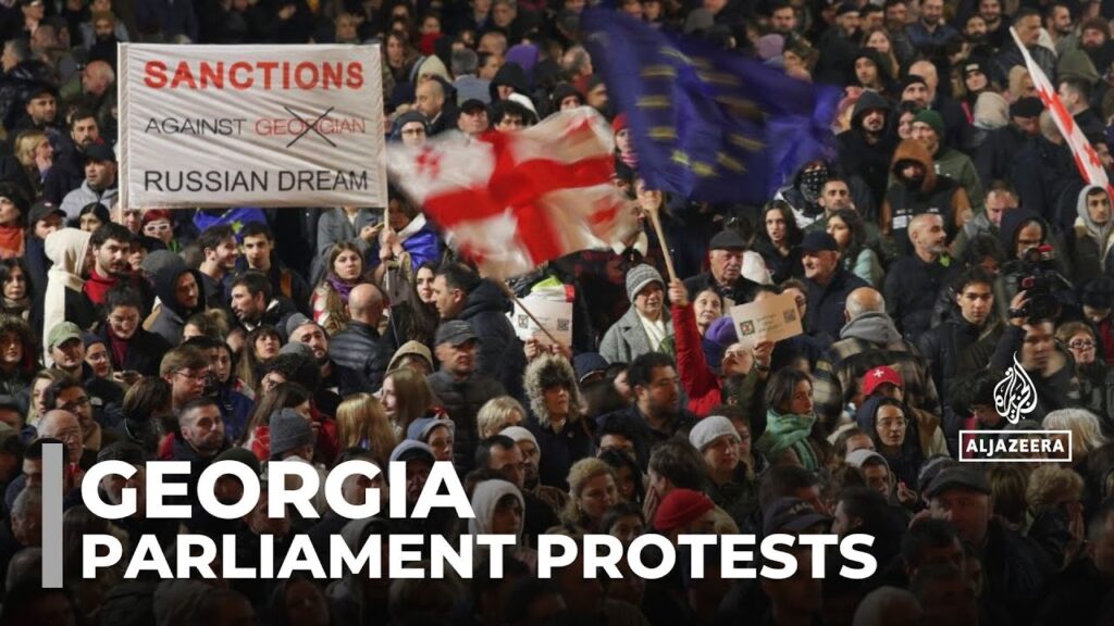 Protesters stage sit-in outside Georgia’s Parliament in Tbilisi over disputed election results