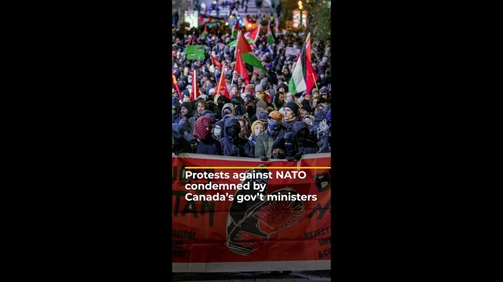Canada’s gov’t condemns protests against NATO’s ‘complicity’ with Israel | AJ#shorts
