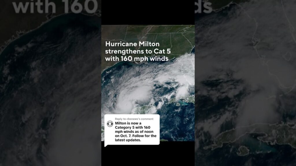 Hurricane Milton strengthens to Category 5 with 160 mph winds #shorts