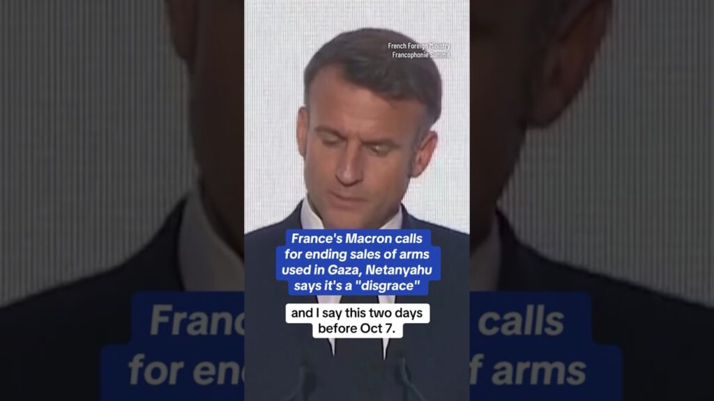 Macron calls for end to sales of arms used in Gaza, Netanyahu calls it a disgrace #shorts