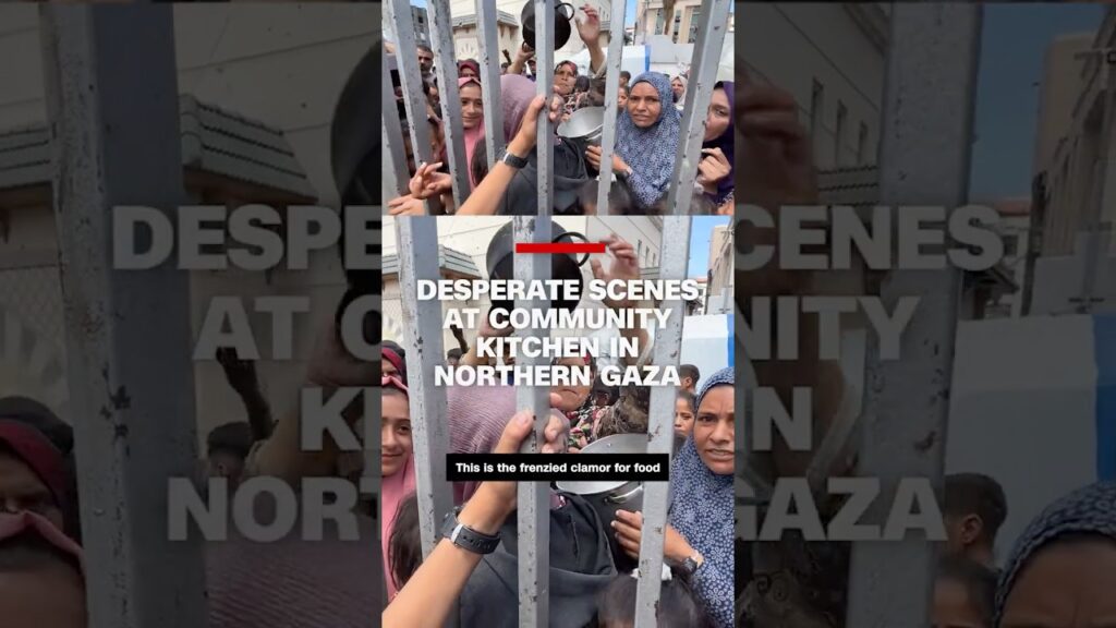 Desperate scenes at community kitchen in northern Gaza