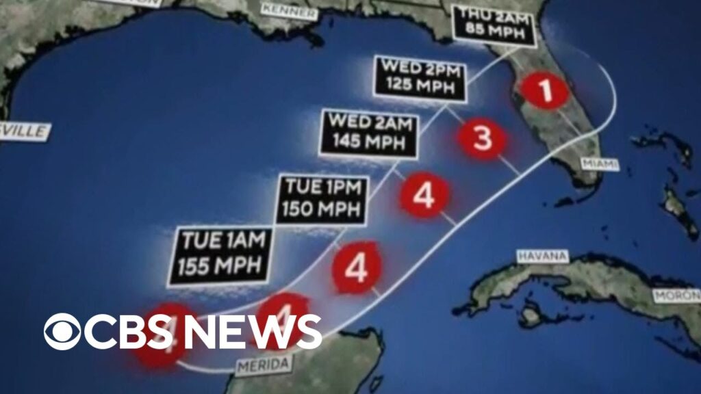 Hurricane Milton now a Category 4 storm, headed for western Florida