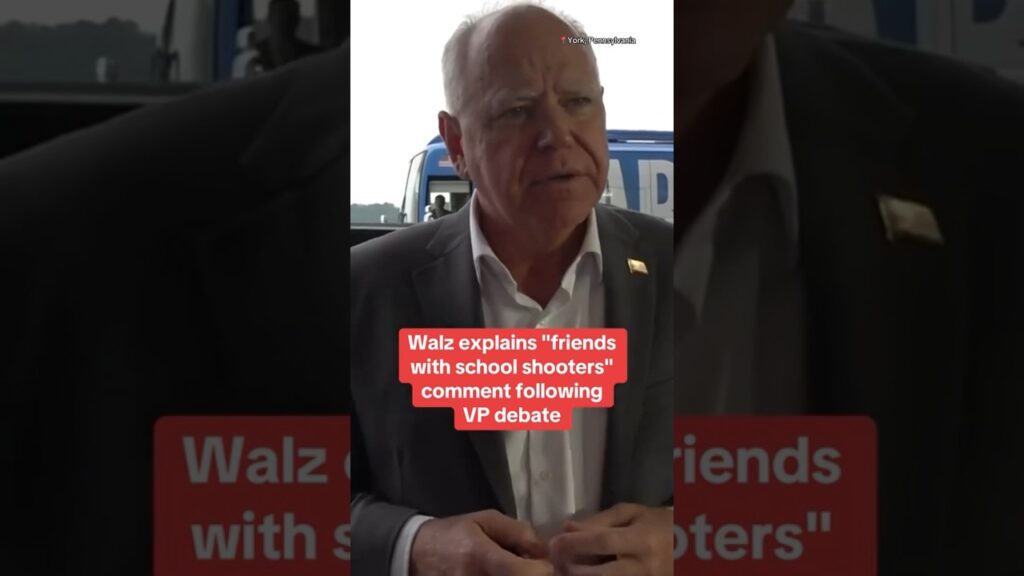 Walz explains his “friends with school shooters” comment from VP debate #shorts