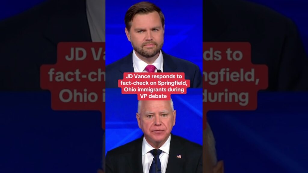 JD Vance responds to fact-check on Springfield, Ohio, immigrants during VP debate #shorts