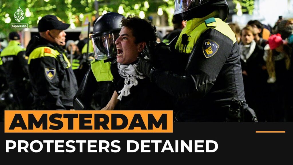 Police detain pro-Palestinian protesters defying Amsterdam ban | AJ#shorts