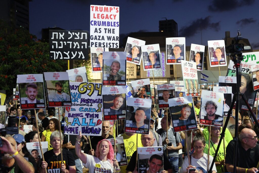 At rallies, families urge leaders to take hostage deal on table, abort Gaza City takeover